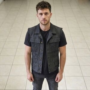 SUPERFINE Men's Black Washed Denim Vest
